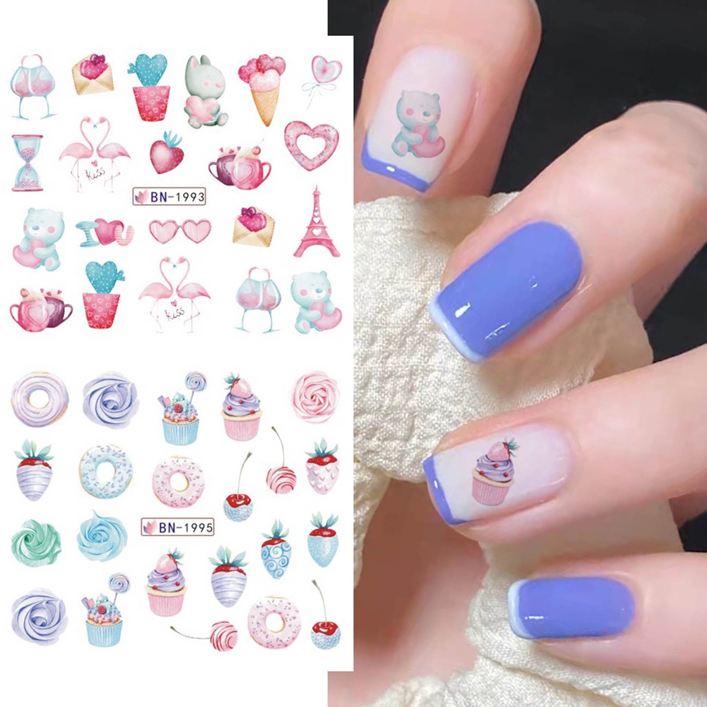 Nhãn Dán Móng Tay Siêu Mỏng Hình Trái Tim Lãng Mạn