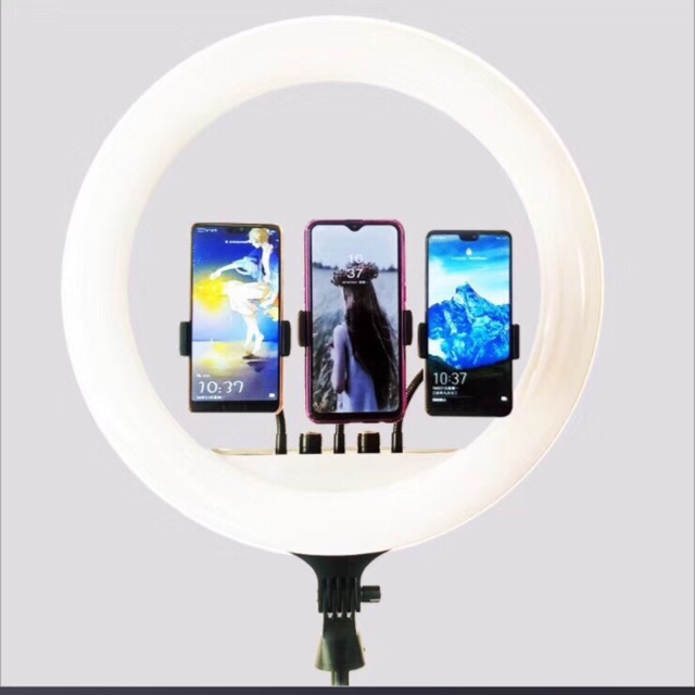 ĐÈN LED livestream makeup size LỚN  55cm 3 kẹp đt chân cao 2,1m 3 màu ánh sáng