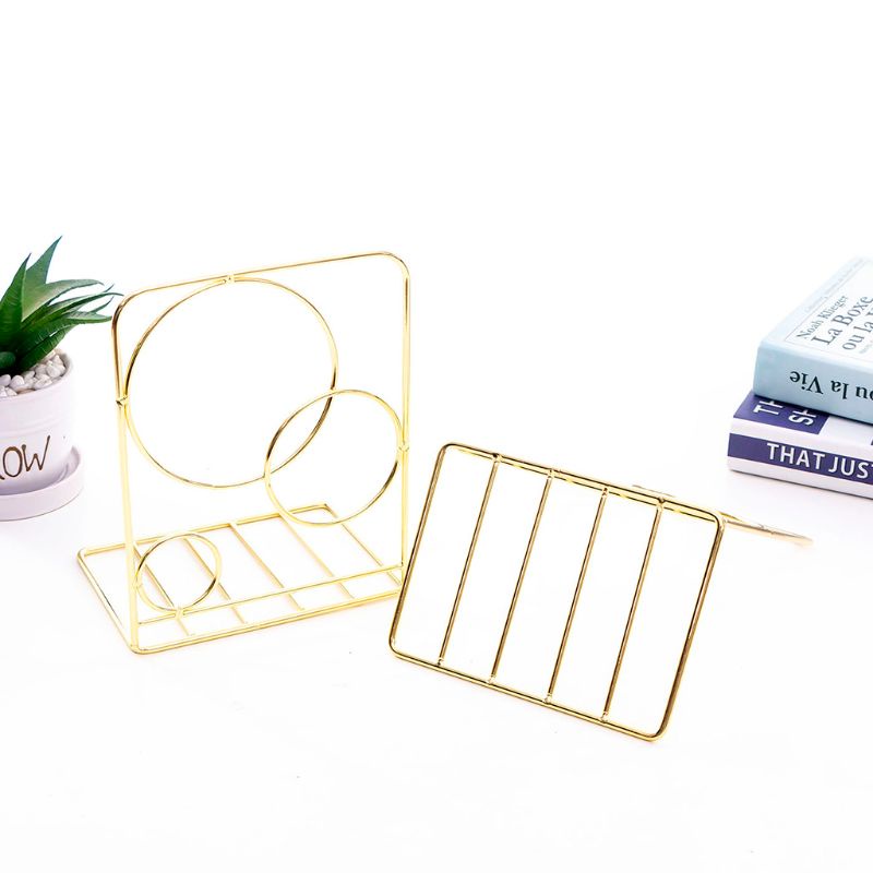 Bộ 2 Giá Đỡ Đầu Sách Hình Tròn Bằng Kim Loại Tiện Dụng Cho Văn Phòng