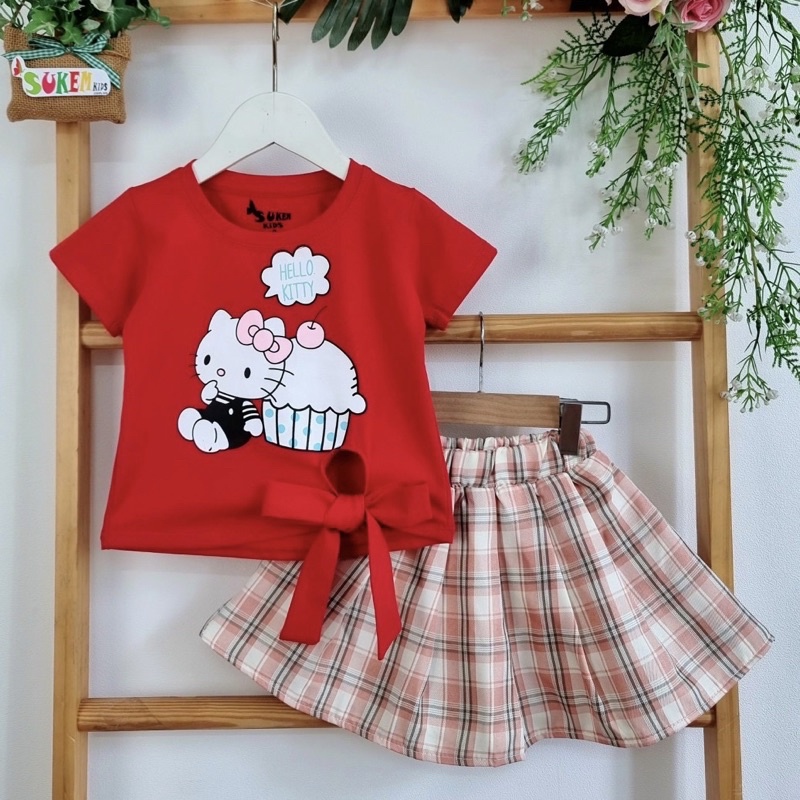 Sét áo thun kèm chân váy sọc Burberry cho bé (4-30kg)