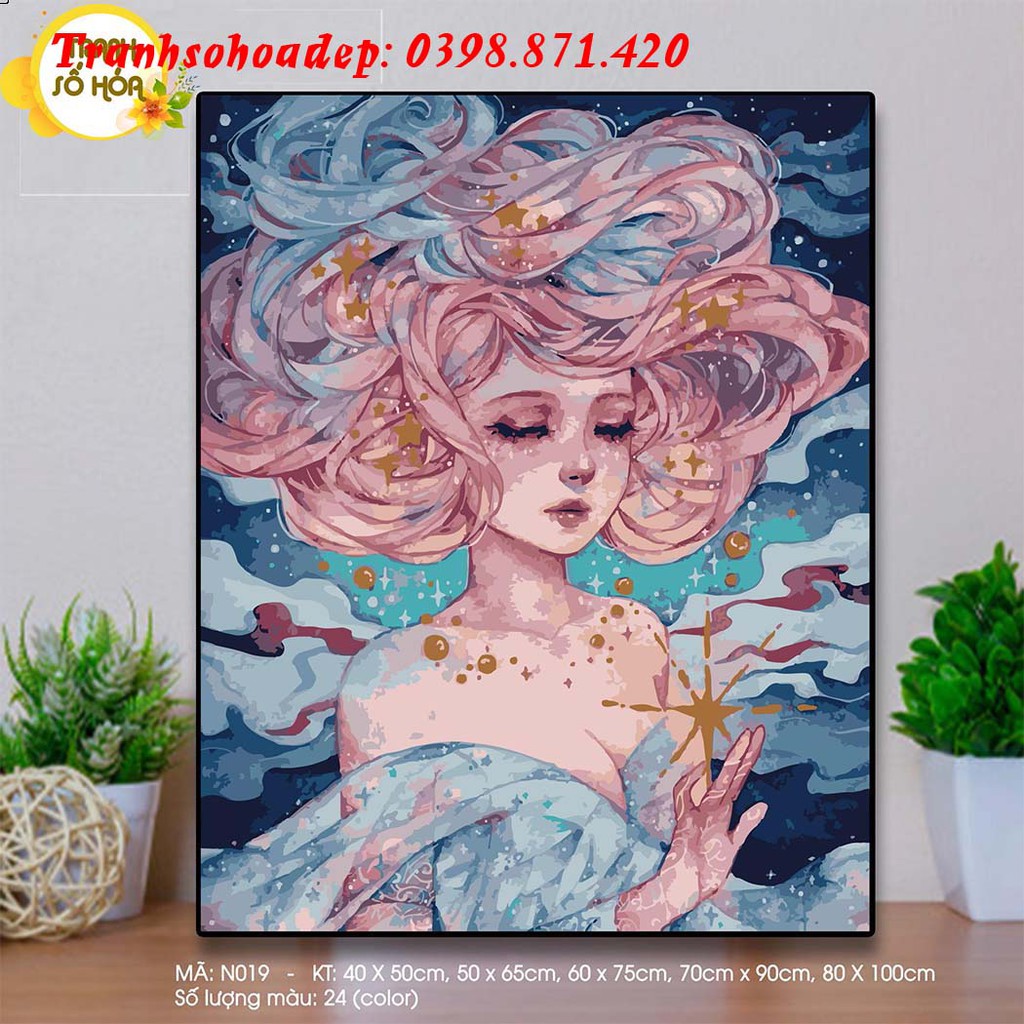 Tranh Sơn Dầu Số Hóa Cô Gái T Art Tự Tô Màu Theo Số Hàng Có Sẵn | BigBuy360 - bigbuy360.vn