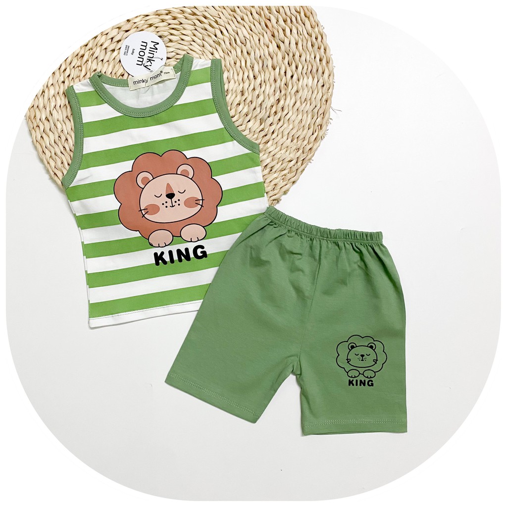 Bộ Ba Lỗ COTTON 100% MIMKY MOM In Hình Động Vật Dễ Thương Cho Bé BL-IN09