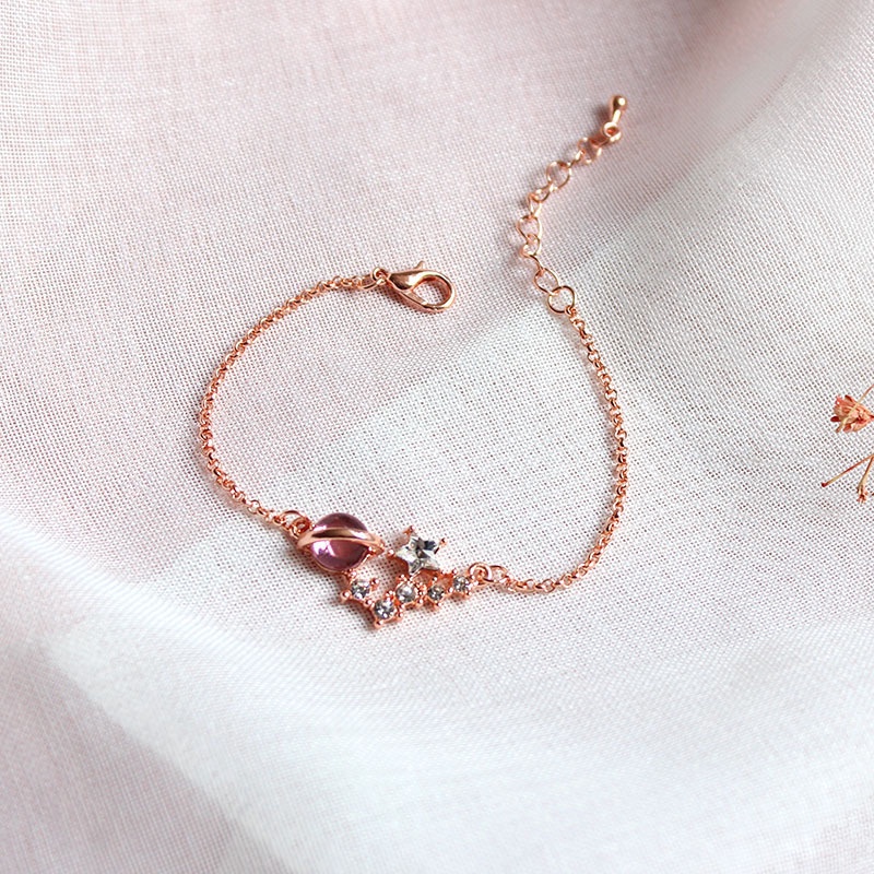 Vòng Đeo Tay Hình Hành Tinh Màu Hồng Xinh Xắn Dành Cho Nữ