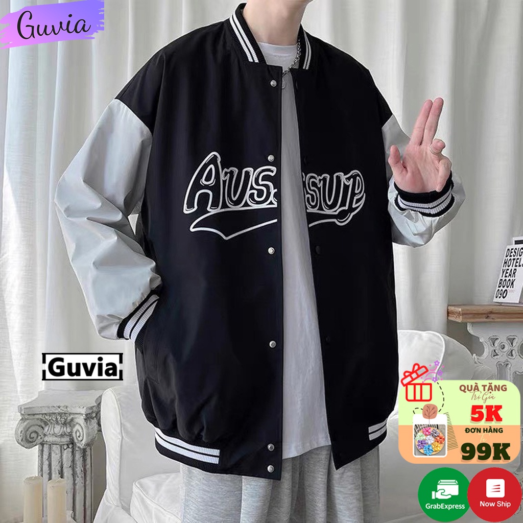 [Mã FAMARAL1 giảm 10K đơn 50K] Áo khoác dù bomber AUS.SUP nam nữ Unisex 2 lớp Siêu Hot ulzzang AKD1 Guvia