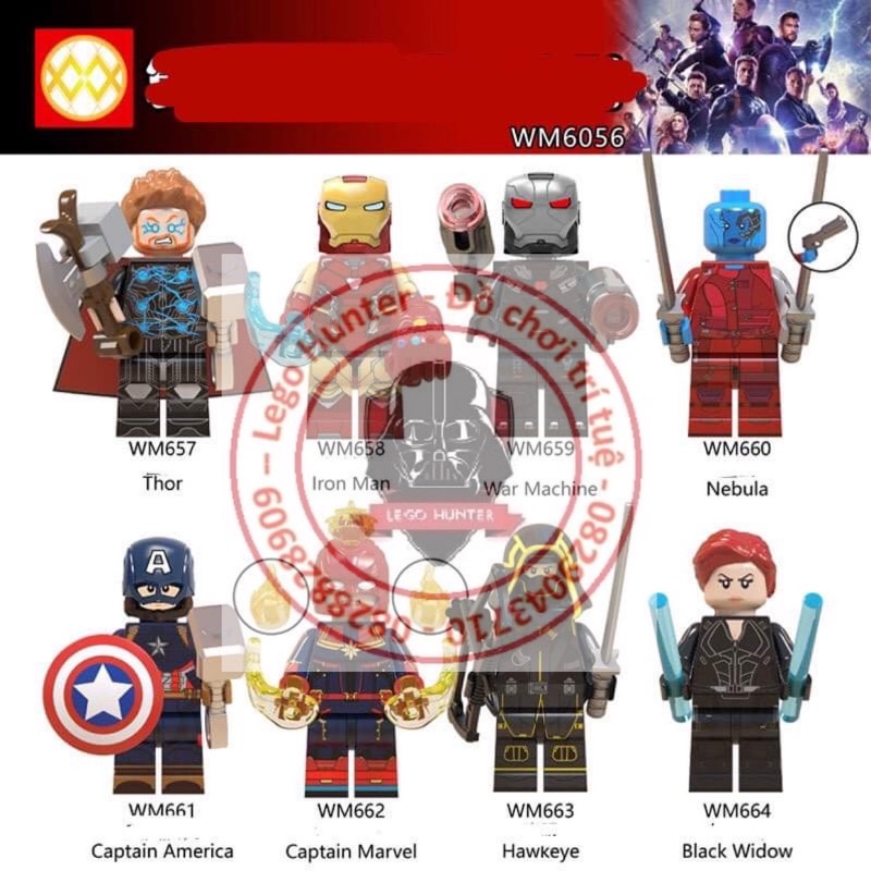 Nonlego Marvel WM 6056 minifigures mô hình lắp ráp nhâm vật siêu anh hùng super heroes