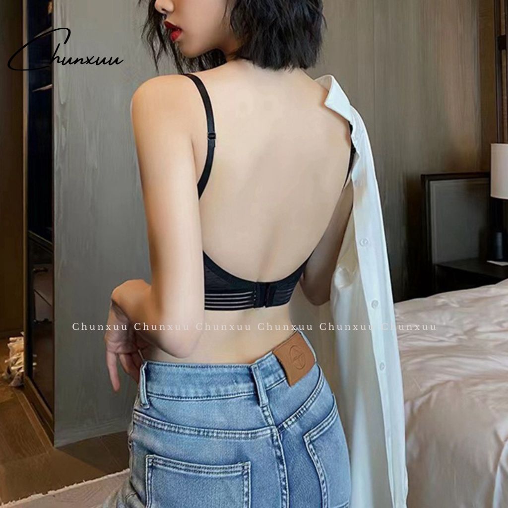 Áo lót nữ CHUNXUU thiết kế hở lưng, vải su phối ren mềm mát có gọng nâng đẩy ngực - AV45