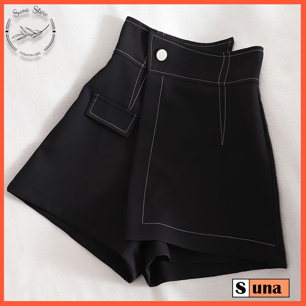 Chân váy nữ vạt chéo chỉ nổi , Quần giả váy lưng cao vạt chéo SUNA FASHION từ 42 - 60kg