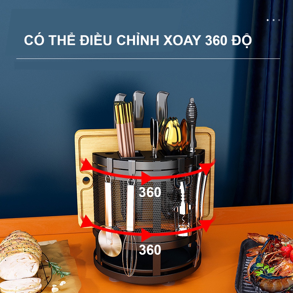 Kệ dao thớt xoay 360 độ CHIAN-Hàng cao cấp-Thiết kế thông minh - Thép chống gỉ sơn tĩnh điện 5 lớp - Không ưng hoàn tiền