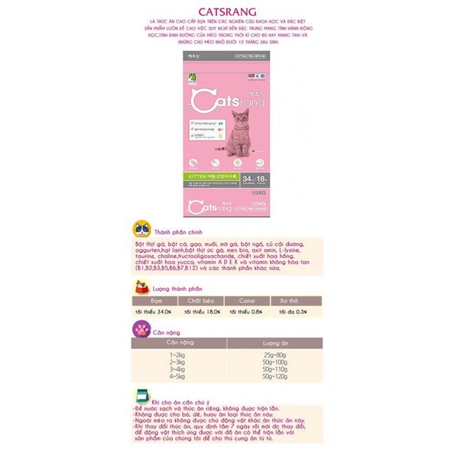 Thức ăn mèo Catsrang kitten 1.5kg dành cho mèo con