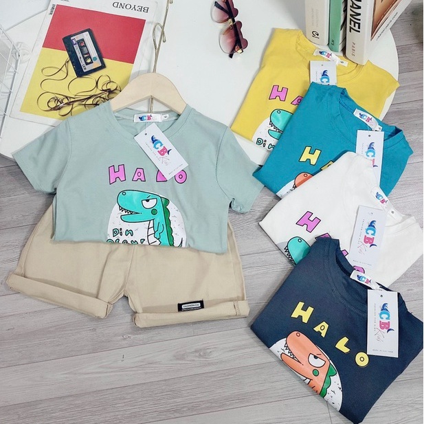 Bộ quần áo 3CT: ÁO COTTON + QUẦN VÀ MŨ KAKI cho bé trai 7-20kg