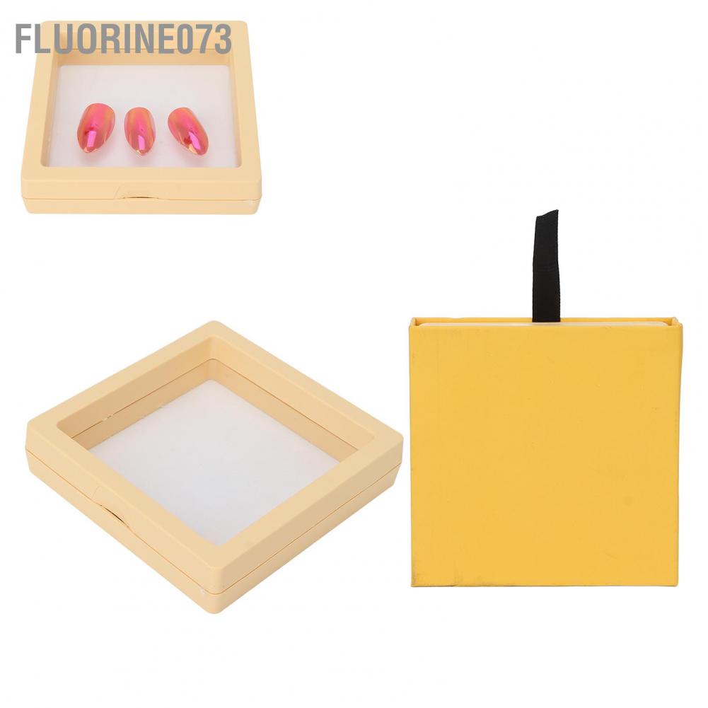 [Hàng mới về] Set hộp đựng trưng bày trang sức/ móng giả kèm tấm màng trong suốt chống oxy hóa 2 món màu vàng
