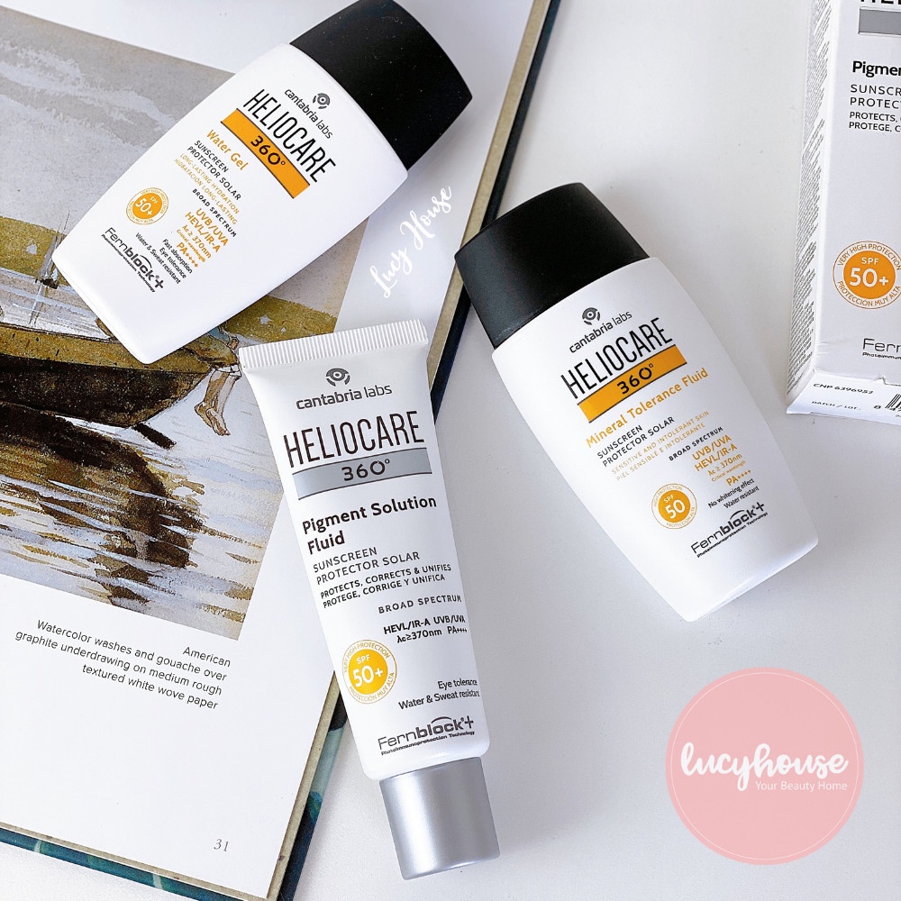 Kem chống nắng Heliocare 360 Water Gel / Pigment Solution Fluid / Mineral Tolerance Fluid SPF50 50ml
