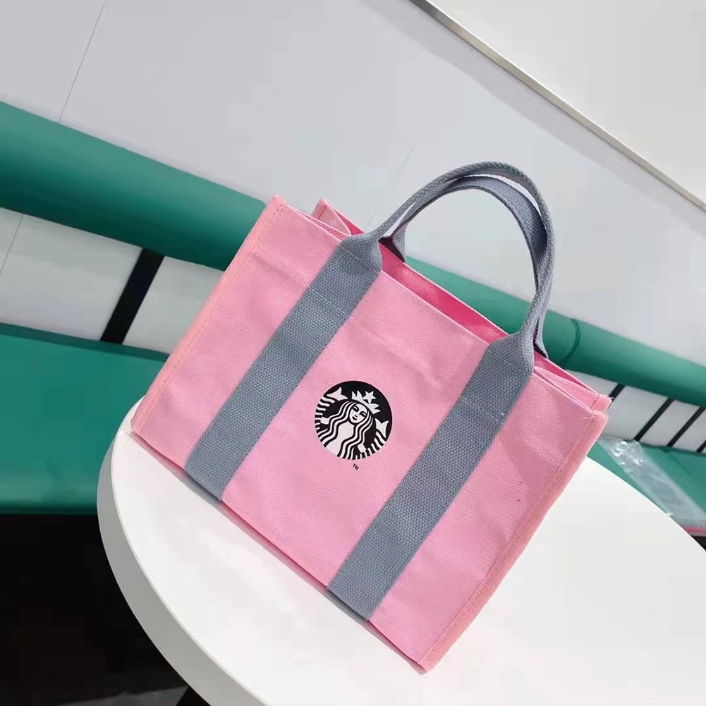 Túi xách canvas đi biển cỡ lớn in logo Starbucks