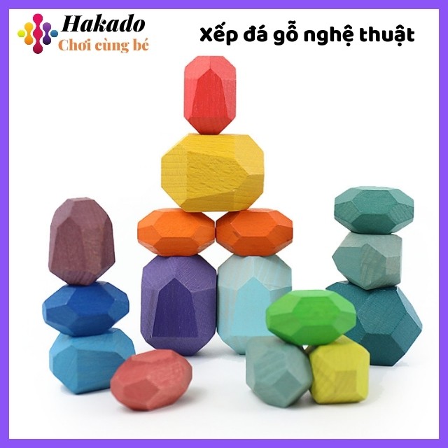 [Mã LIFEXANH03 giảm 10% đơn 500K] Đồ chơi đá gỗ xếp chồng 16 viên