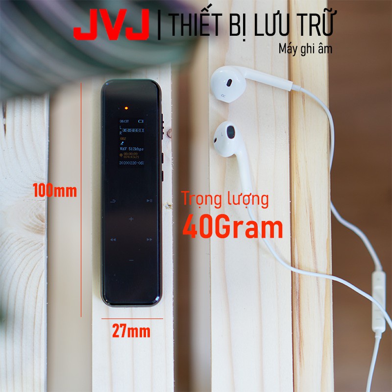 Máy ghi âm chuyên nghiệp JVJ DVR J320 8Gb chuyên dụng mini siêu nhỏ ghi âm đến 48h hỗ trợ lọc âm cực tốt bảo hành 12T