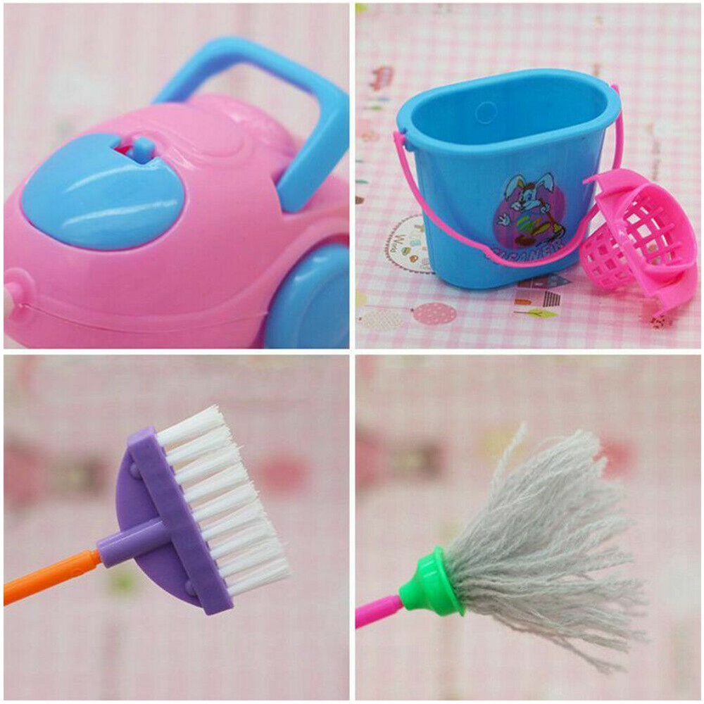 Set 9 dụng cụ vệ sinh nhà búp bê bằng nhựa màu sắc ngẫu nhiên