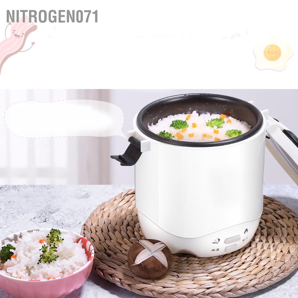 Nồi cơm điện, cặp lồng điện mini 2 trong 1 thế hệ mới - 1.2L du lịch di động đa năng cho các món súp Các bước Bột yến mạch Nitrogen071