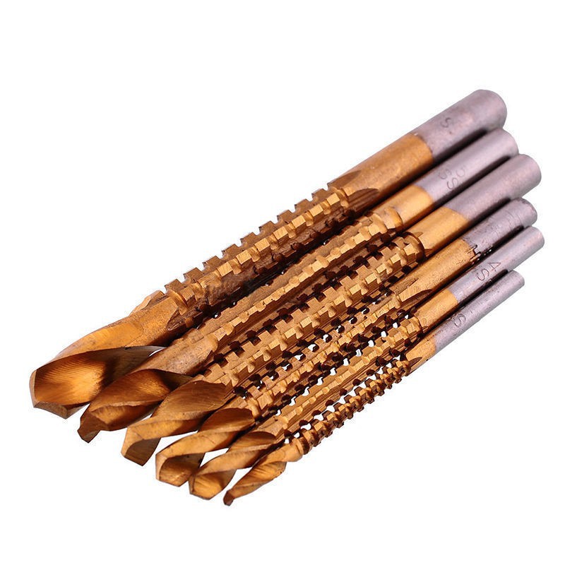 Bộ 6 Mũi Khoan Thép Gió Hss Phủ Titan 3 / 4 / 5 / 6 / 6.5 / 8Mm