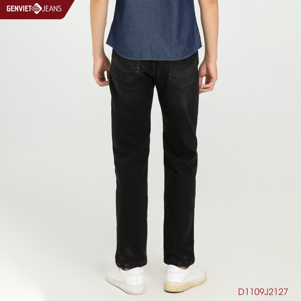 Quần Jeans Nam Trơn Chất Bò Mềm Cao Cấp Basic Jean Genviet Dáng Xuông Không Phai D1109J2127