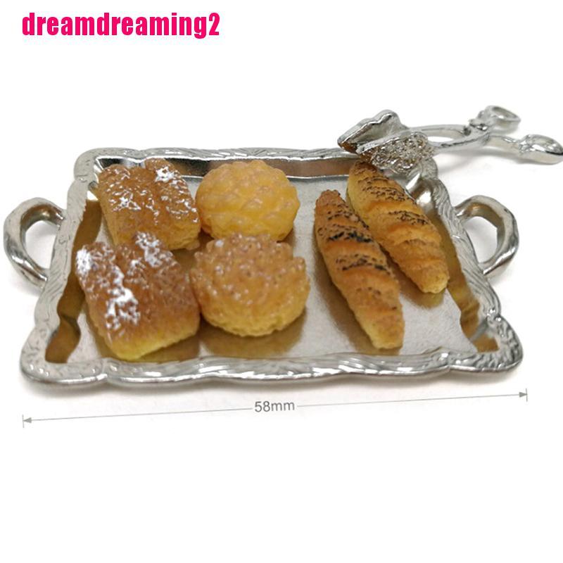 Bộ 8 Khay Bạc Đựng Bánh Mì Nhỏ Xinh Trang Trí Nhà Búp Bê Tỉ Lệ 1: 12