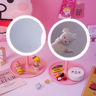 Gương trang điểm để bàn kèm đèn led và dây sạc có thể tháo rời