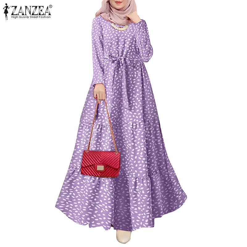 Zanzea Đầm Dài Tay Không Đối Xứng Phong Cách Hồi Giáo Thời Trang Cho Nữ