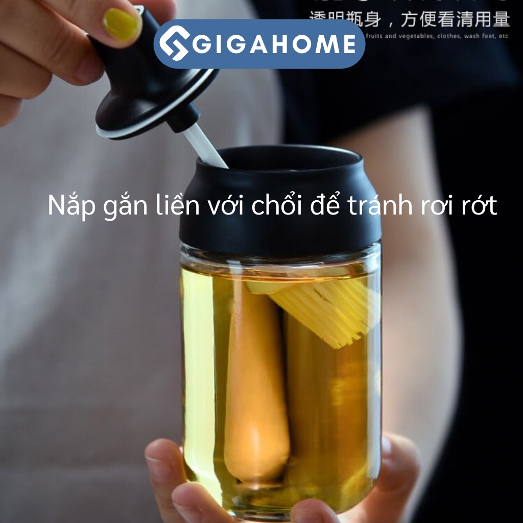 Hũ Đựng Gia Vị Thuiyr Tinh Kèm Que Phết Dầu GIGAHOME Chống Ẩm 9654