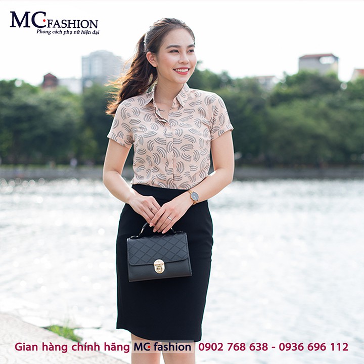 Sơ mi công sở nữ họa tiết hoa lá mc fashion a628