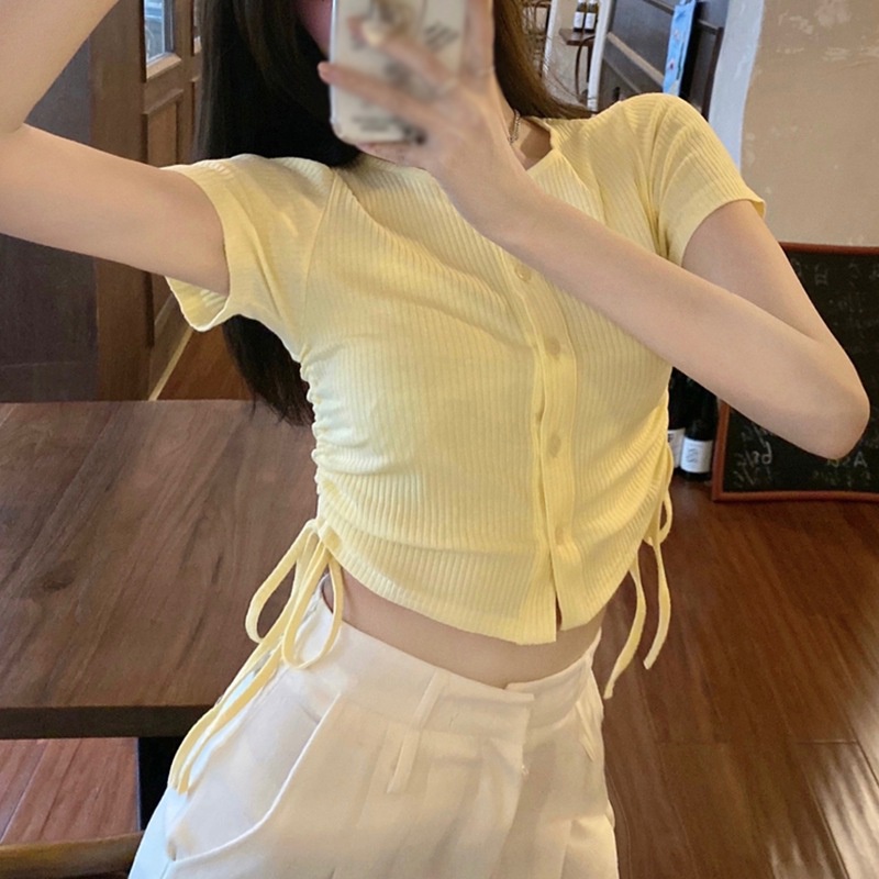 Áo Thun Tay Ngắn Cổ Tròn Dáng Ôm Thoáng Khí Thoải Mái Cho Nữ