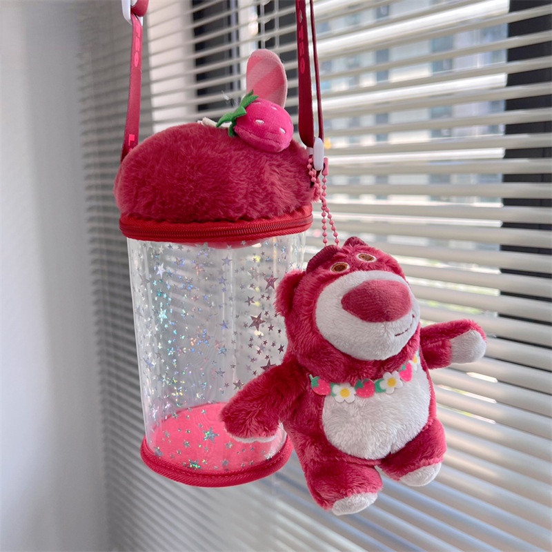 Túi Đeo Chéo Hình Ly Trà Sữa Bằng PVC Phủ Lông Dễ Thương Thời Trang