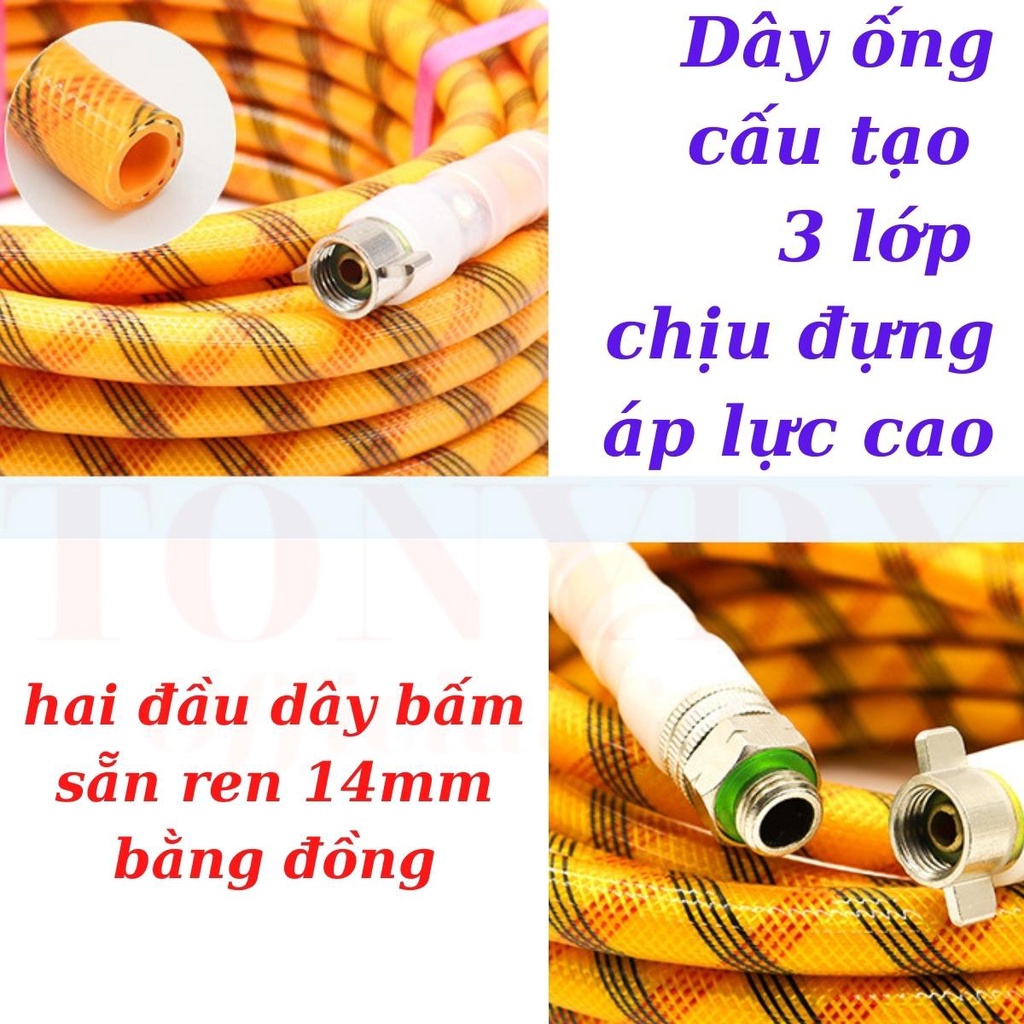 Ống dây cao áp cấu tạo 3 lớp chịu áp suất lớn tới 70Pa, dùng cho máy rửa xe, đầu bấm sẵn, vệ sinh máy lạnh Tonydx store