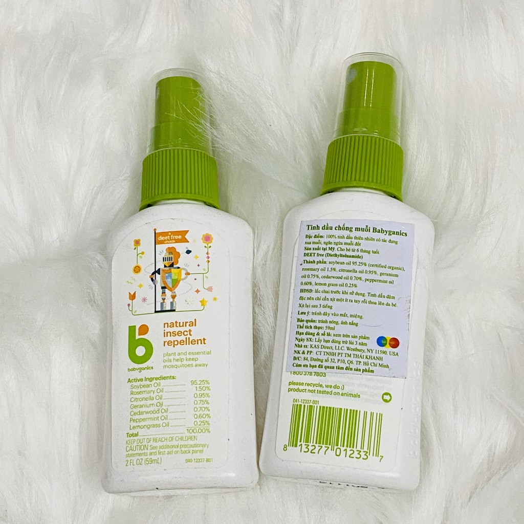 Tinh dầu xịt chống muỗi Babyganics 59ml, 177ml