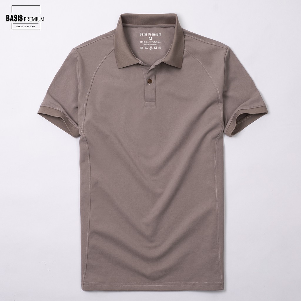 Áo polo nam Basis trơn phối gân dọc màu sang trọng, lịch lãm Basis APL37 | BigBuy360 - bigbuy360.vn