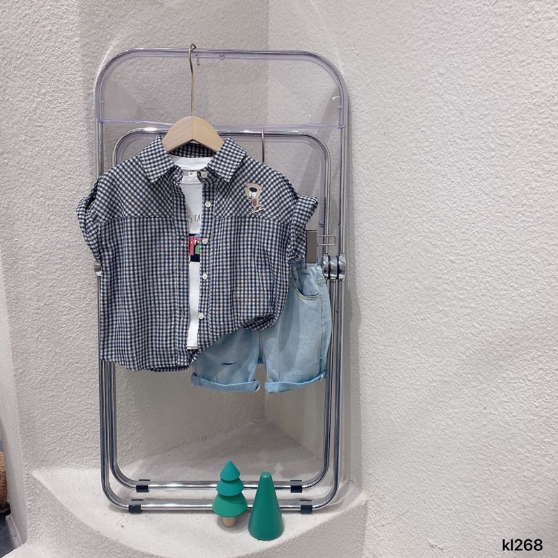 Áo sơ mi cổ lật cộc tay bé trai-MS115