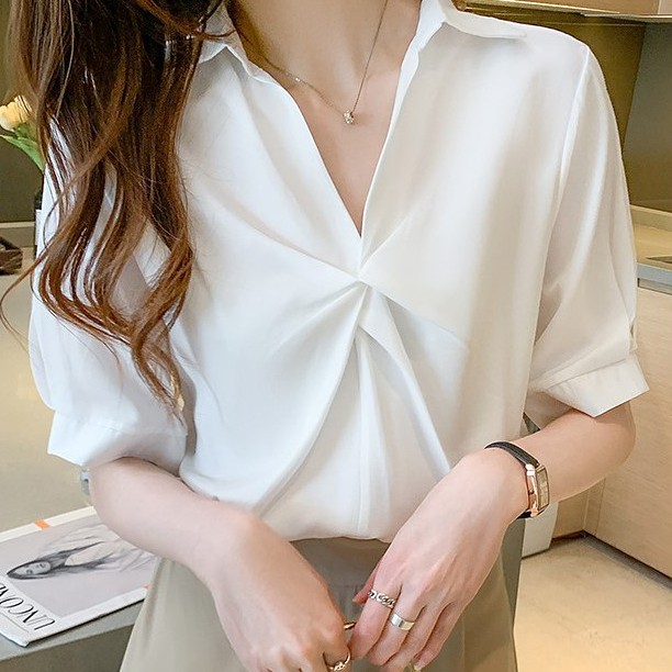 [Kèm Video SP] Áo Sơ Mi Nữ Cao Cấp Tay Lỡ Trơn Màu Phối Xoắn Ngực Kiểu Dáng Trẻ Trung Thời Trang Sugal SO MI NU 008V9