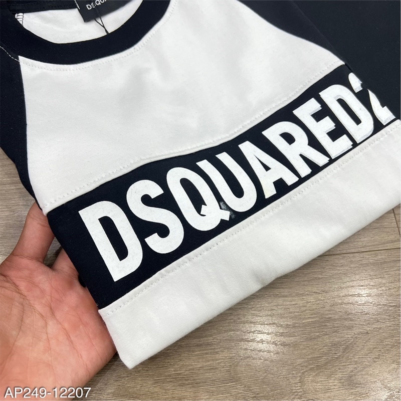 Áo Phông Cổ Tròn In DSQ 2 Phối Màu Trắng Đen AP249