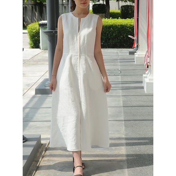 Rập giấy 30031 - Đầm midi cổ Henley