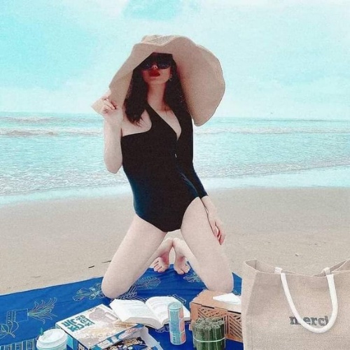 Bikini đồ bơi 1 mảnh tay dài lệch vai KONKUN MS16