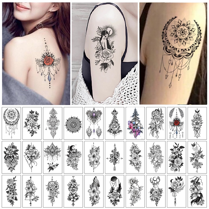 Hình xăm dán màu đen cá tính chống nước/ chống mồ hôi độc đáo