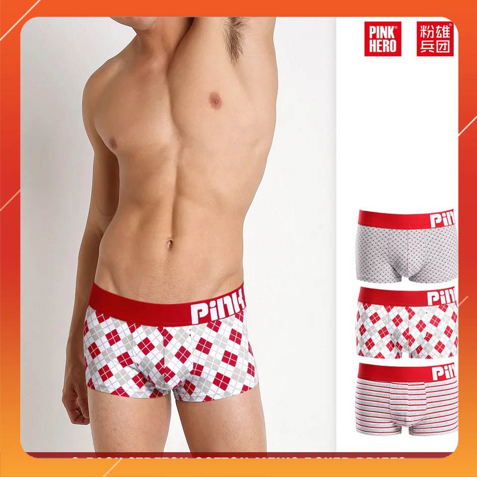 Có size 100KG – Combo 4 quần lót đùi boxer nam thông hơi xuất Nhật Pink Hero chất cotton cao cấp (sỉ inbox)