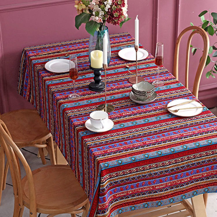mẫu mới năm 2021►Khăn trải bàn bằng vải lanh cotton nghệ thuật phong cách dân tộc ăn cà phê ​​bar Đông Nam Á