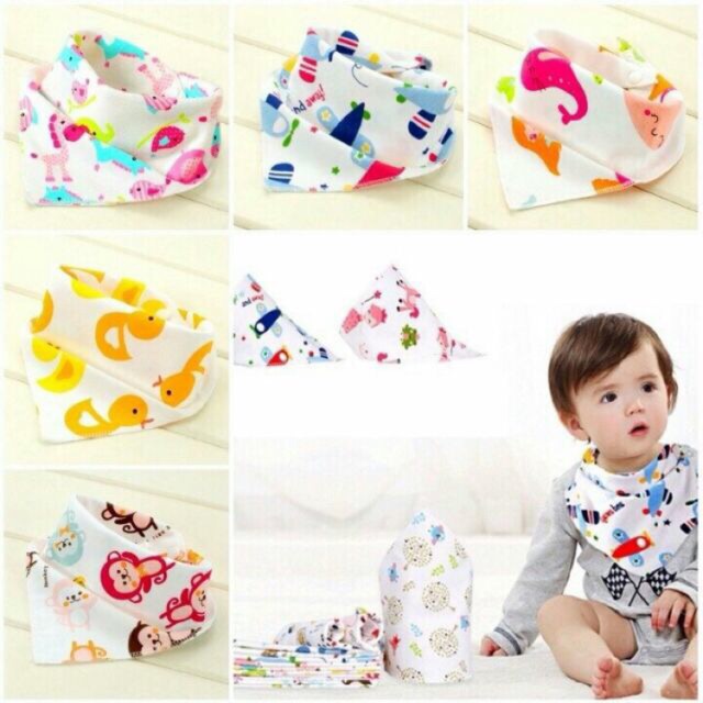 Khăn yếm cotton viền cho bé có cúc bấm