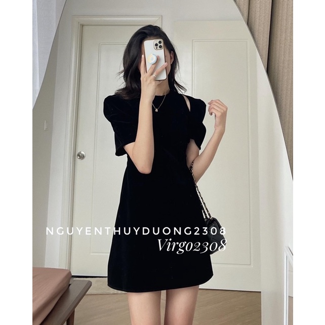 [HÀNG SẴN]VÁY-ĐẦM NHUNG ĐỎ TAY BỔNG HỞ VAI SIÊU XINH | BigBuy360 - bigbuy360.vn