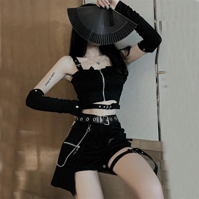 ♘﹊Áo yếm gợi cảm + Quần short bất thường Bộ hai mảnh