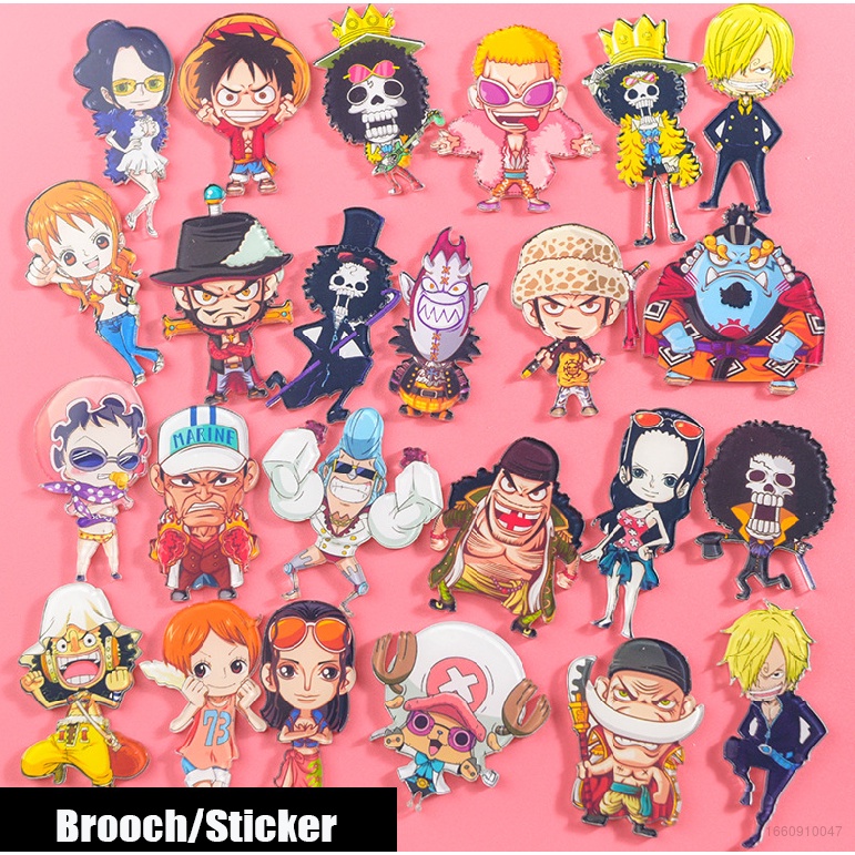 2 Huy Hiệu Cài Áo Hình Nhân Vật Chopper Luffy Zoro Nami Trong Phim Hoạt Hình One Piece