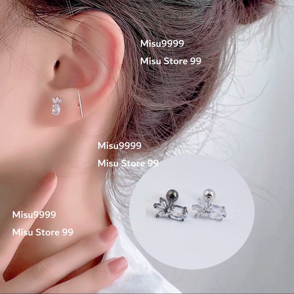 Khuyên titan hình dứa kim titan nam nữ