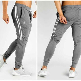 Quần Gym Jogger xám đen mẫu chữ B Hai Sọc