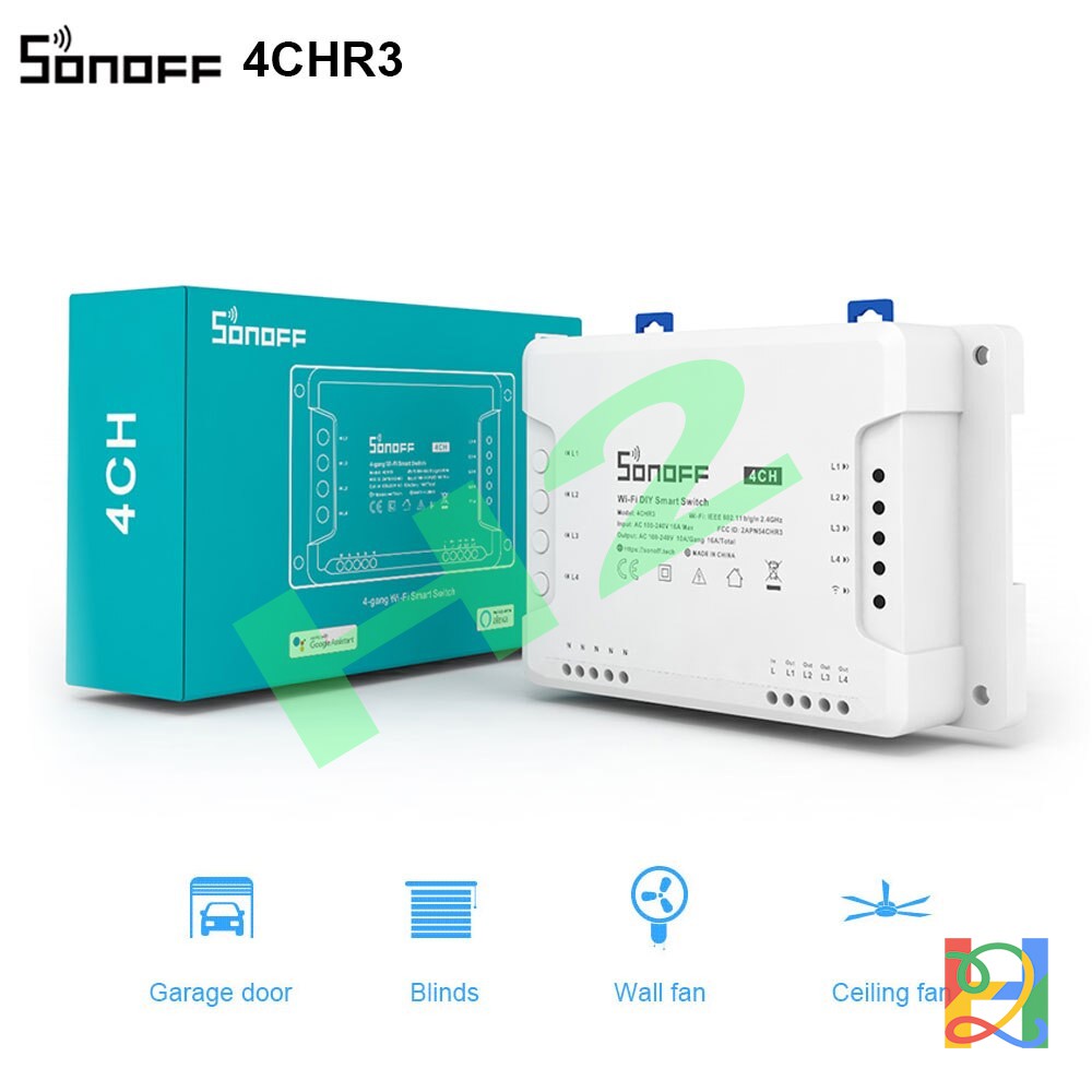 Sonoff 4CH R3 công tắc điều khiển từ xa 4 kênh, 4 thiết bị qua wifi, 3G, 4G, 220V, 10A