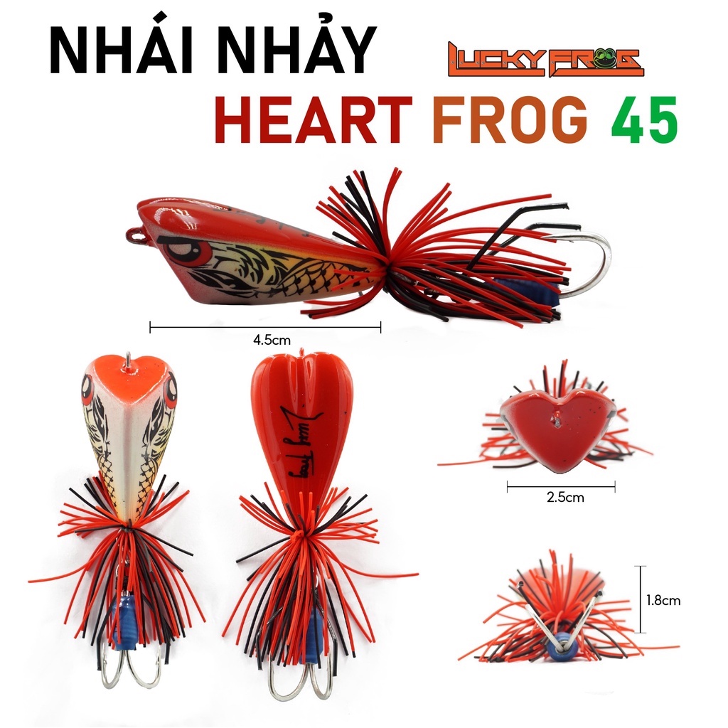 NHÁI NHẢY HEART 45 COLOR - MỒI GIẢ CÂU LURE CÁ LÓC LUCKY THÁI LAN - 4.5CM 10GR