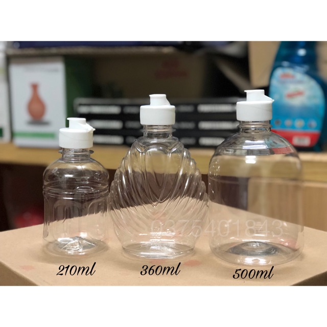 Chai nhựa nắp bật mẫu mới (50ml/100ml/210ml/360ml/500ml)